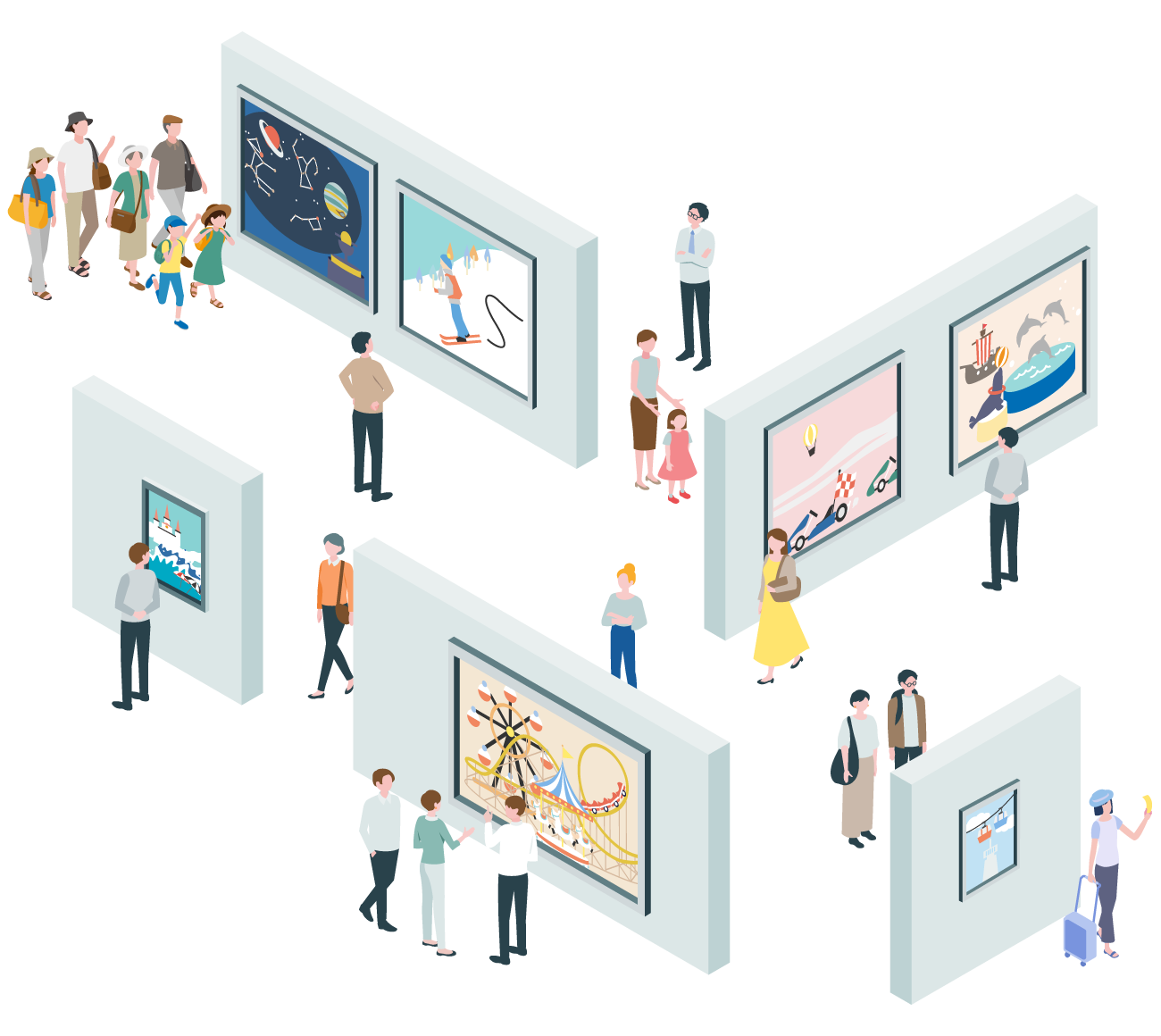 様々なチケット施設とお客様のイメージ